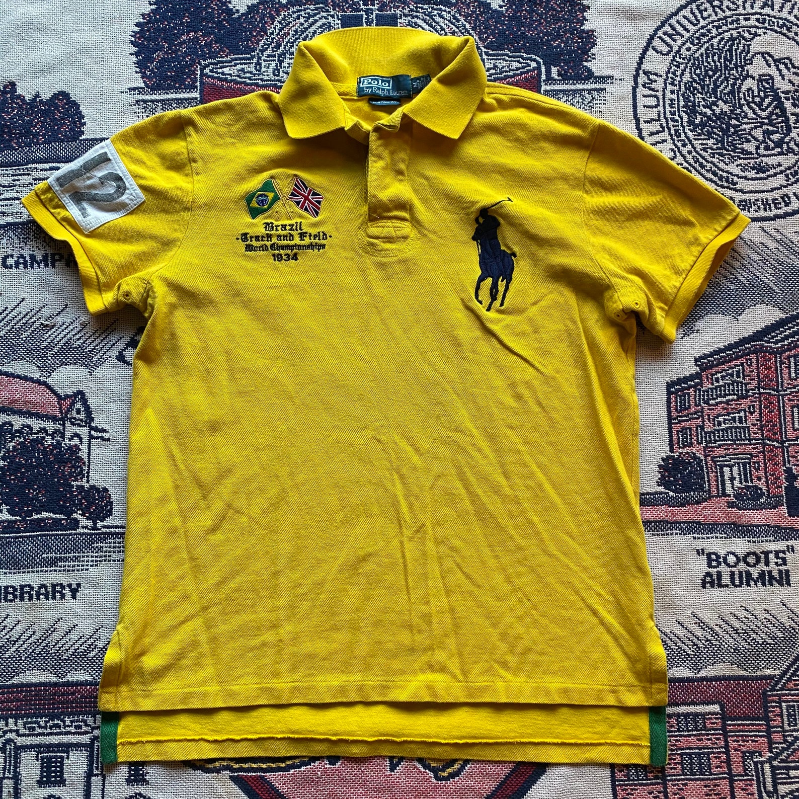 Men's Polo Ralph Lauren Yellow Brazil Track Pole Shirt Sz Etsy