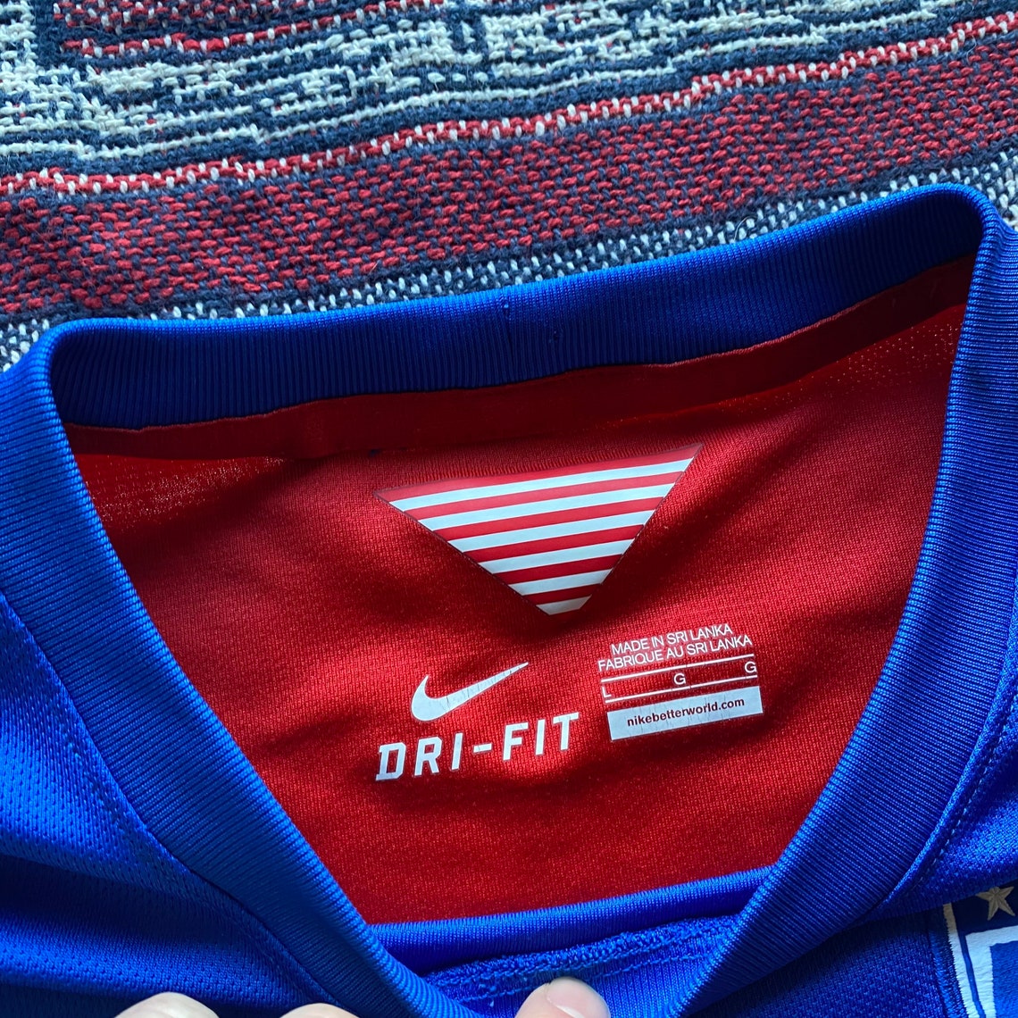 Youth Boys USMNT Striped Soccer Jersey Sz Large Red White Blue Etsy