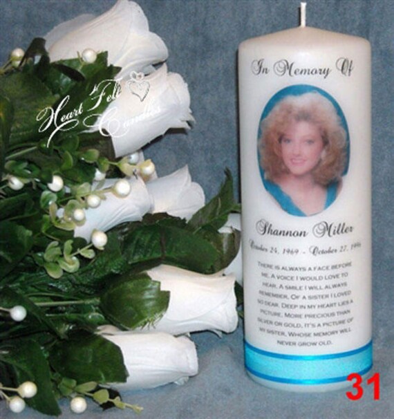 Loving Memory Candle Photo Poem Memorial Candle Etsy