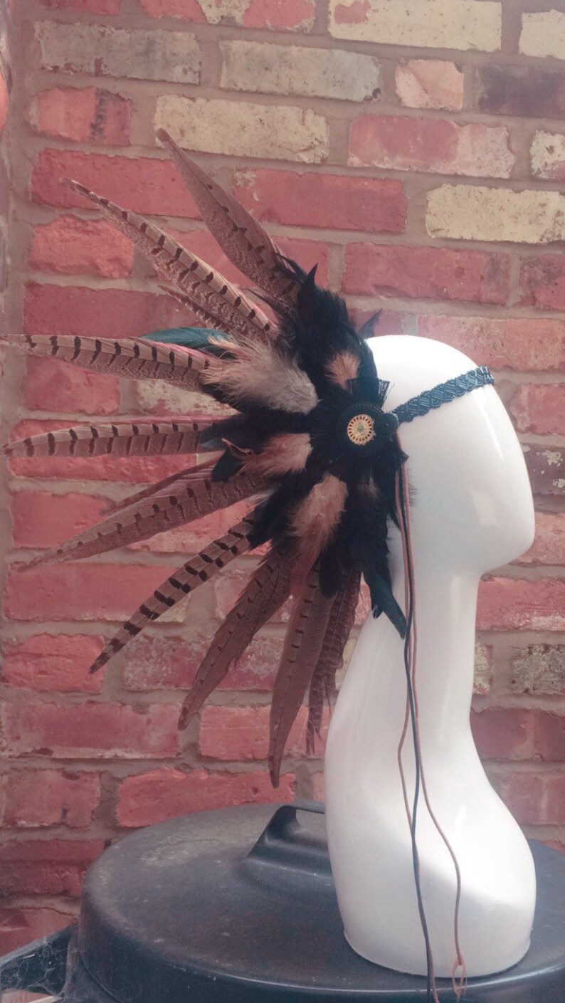 Warrior feather headdress cruelty free Etsy