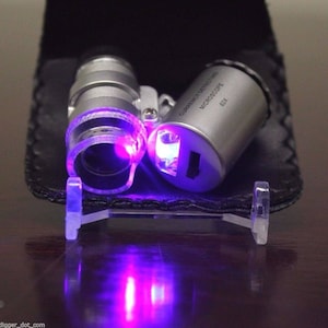 Mini Microscope 60x Folding Focus Magnifier Coin Loupe Currency Detector Stamps Rocks Minerals Electronics Repair Jewelry Beading Biology