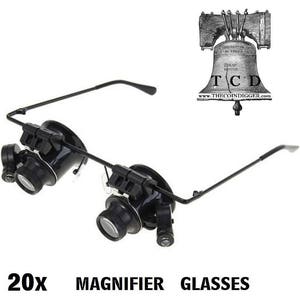 20x Magnifier LED Dual Magnifying Glasses 4 in 1 Coin Stamp Currency Book Errors Tattooing Beading Biology Electronics Repair Watchmaking