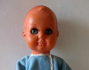 Vintage newborn Baby Doll in original clothe Germany 70s Blue-eyed doll Collectible retro toys