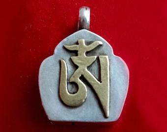 OM Pendant 925K Sterling Silver Locket Tibetan Buddhism Yoga Symbol