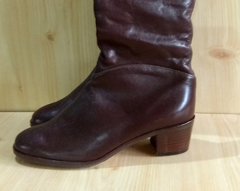 Leather brown women's boots Panzl size 4 36 EUR Austria true vintage 80's