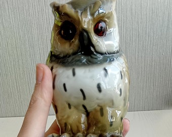 Vintage porcelain lamp figurine Owl on book GDR 40s