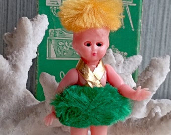 Vintage mini Hawaiian Hula girl Doll with Grass Skirt Car Charms
