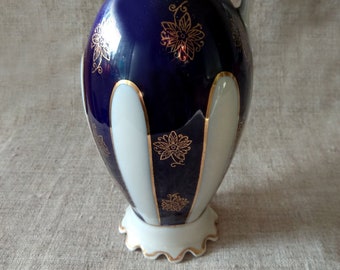 Vintage cobalt porcelain decanter Rare Drinking Whiskey Shot home barware Holiday wine jug