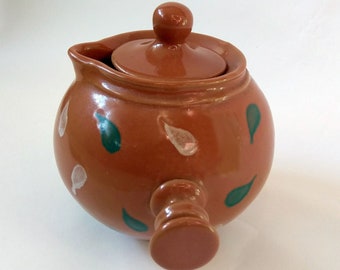 Vintage ceramic sugar bowl in Ukrainian ethnic style Honey pot Rustic decor