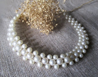 Vintage Pearl Choker Necklace white Imitation pearl wedding jewelry evening necklace