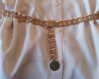 70s Chain belt metal gold tone Statement Belt Fashion Couture Belt
