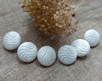 Vintage white buttons Czech glass Set of 11 large shank buttons 20mm