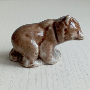 Vintage Miniature Ceramic brown bear figurine Table Decor Bear statue image 2