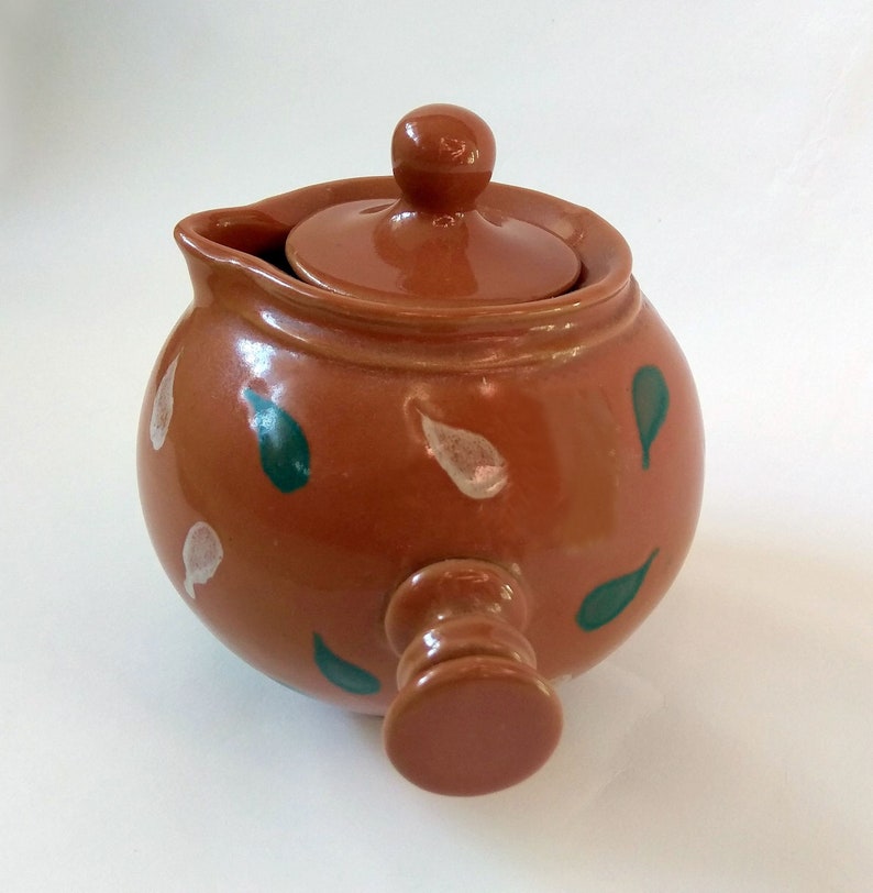 Vintage ceramic sugar bowl in Ukrainian ethnic style Honey pot Rustic decor image 1