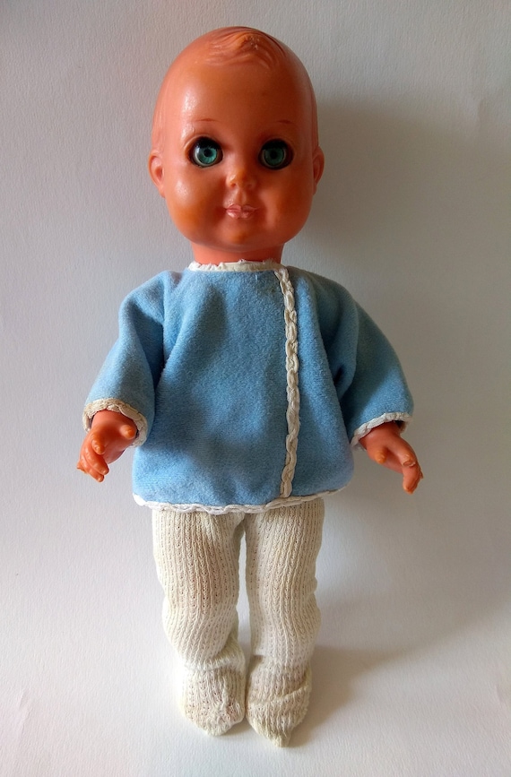 Vintage newborn Baby Doll in original clothe Germany 70s Blue eyed doll Collectible retro toys Etsy