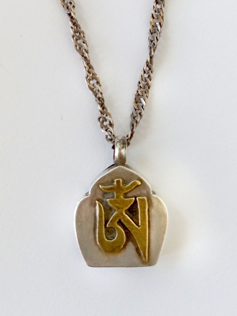 OM Pendant 925K Sterling Silver Locket Tibetan Buddhism Yoga Symbol image 5