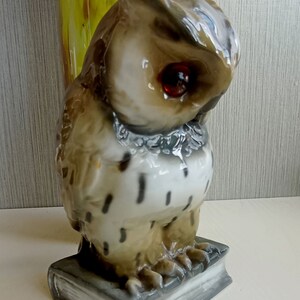 Vintage porcelain lamp figurine Owl on book GDR 40s image 4