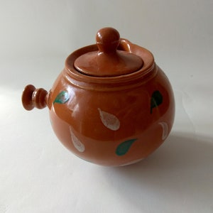 Vintage ceramic sugar bowl in Ukrainian ethnic style Honey pot Rustic decor image 5