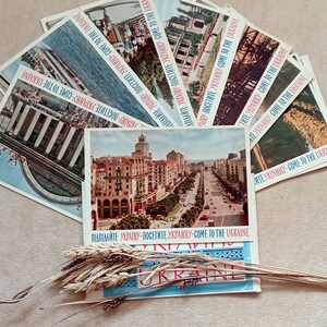Cartes postales anciennes Come to the Ukraine 14 Photo ancienne des années 60 Vues de la ville Livre souvenir de l'URSS