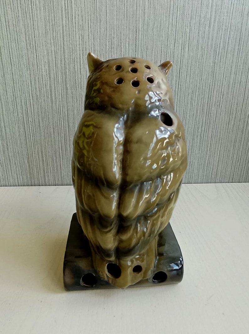 Vintage porcelain lamp figurine Owl on book GDR 40s image 6