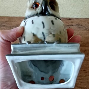 Vintage porcelain lamp figurine Owl on book GDR 40s image 10