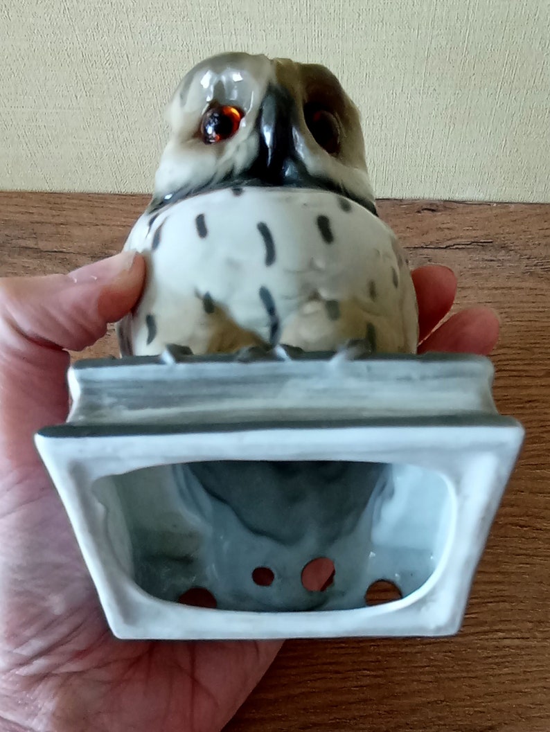 Vintage porcelain lamp figurine Owl on book GDR 40s image 10