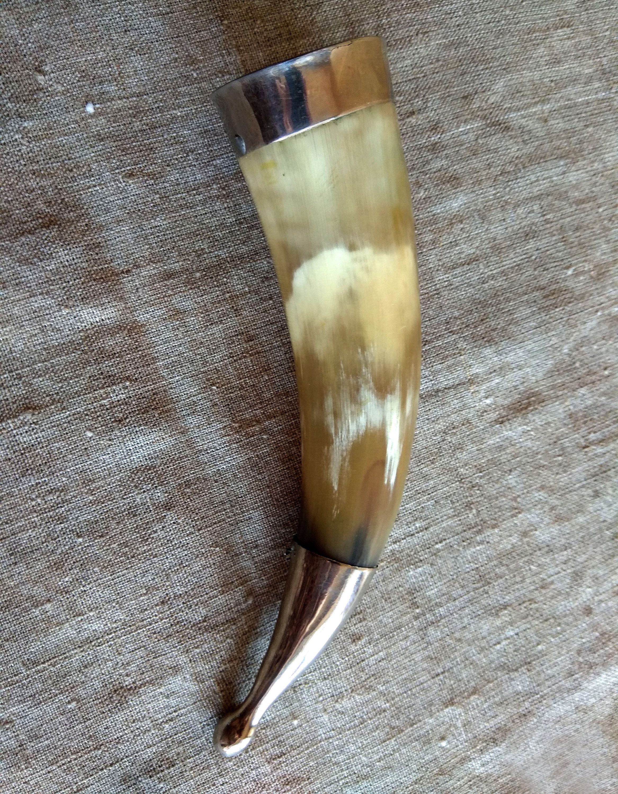 Collectible Vintage Wine Drinking Horn Ceremonial Horn Viking Carved