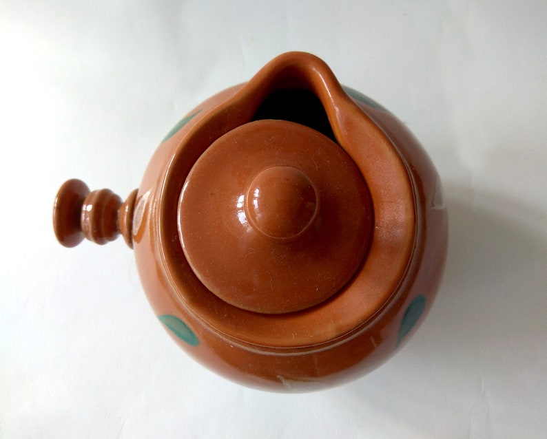 Vintage ceramic sugar bowl in Ukrainian ethnic style Honey pot Rustic decor image 3