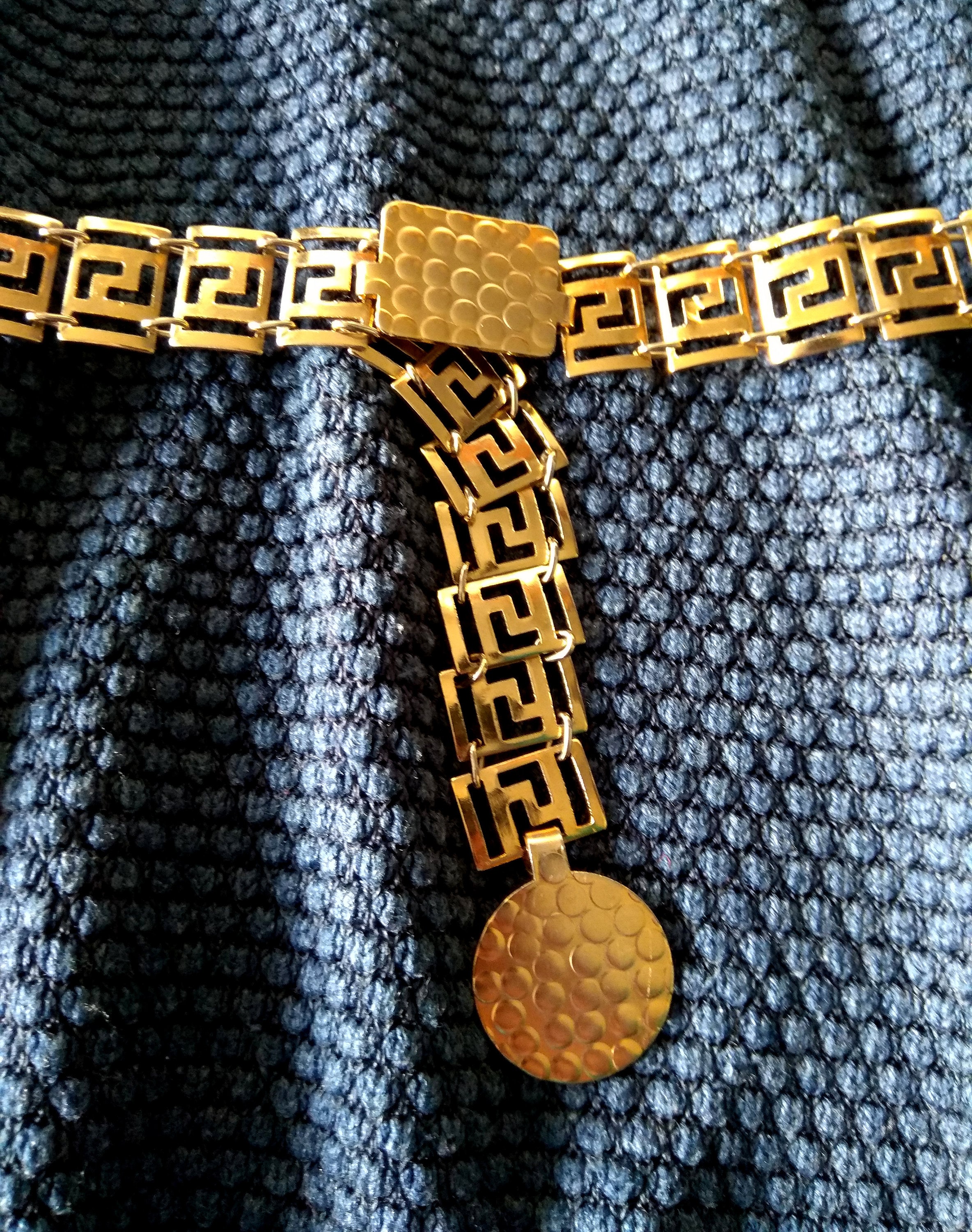 Amazing 3-tone Greek key link belt The Greek Key - An Ancient Design for a Classy Belt  main image 2