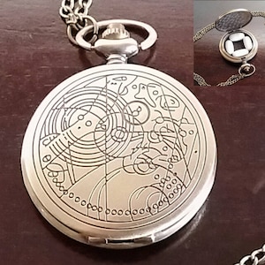 thedoctor Pill Box Container, Dr Who Pendant, Gallifreyan Necklace, Gallifreyan Pendant, Whovian Metal Pill Case with Felt Lining & Chain