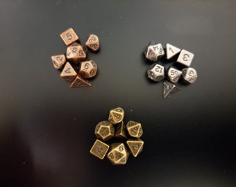 OPTIONAL EXTRA: Brushed metal mini dice, set polyhedral dice, dm gift, metal set dice metal dnd, metal dice d&d, mini dice set dnd