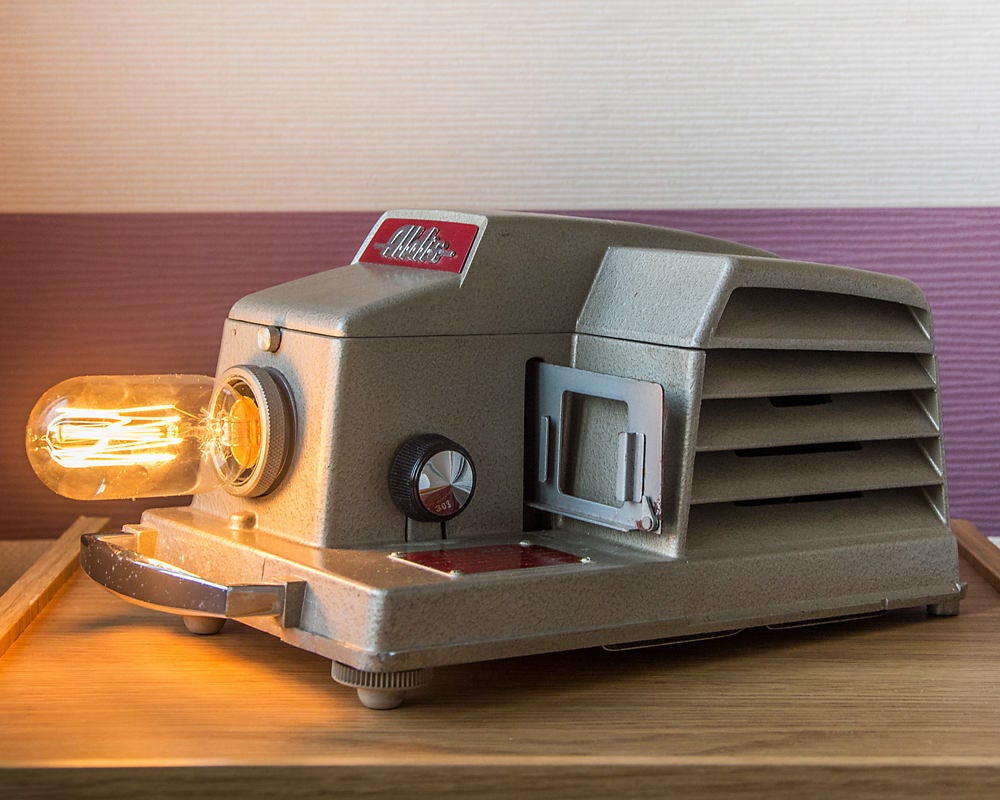 Upcycled Aldis 303 Slide Projector Lamp Edison Lamp Man Etsy
