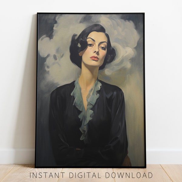 Margaret - 1940s Noir Femme Print - Dark Moody Vintage Elegance Wall Print | DIGITAL DOWNLOAD