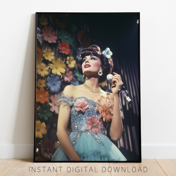 Lottie - Retro Sängerin Wall Print, 1960s Glamour, 1960er Jahre Glamour Retro, Mid Century Glamour, Old Hollywood Chic | Digitaler Download