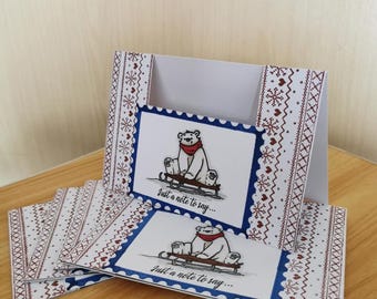 Cartes de Noël faites main : cartes de correspondance festives ours polaire