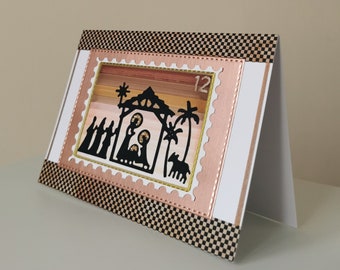 Cartes de Noël faites main pour la Nativité, prédécoupées, lot de 4