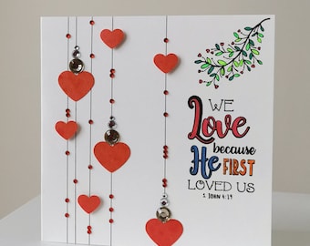 Handmade Card, Love Heart Card, Valentines Card - Etsy