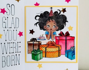 Carte d'anniversaire, carte faite main, joyeux anniversaire