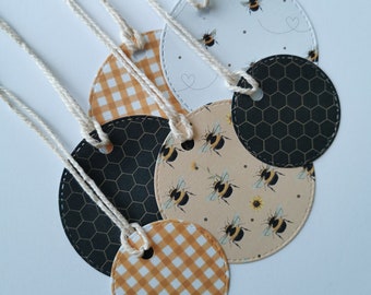 Handmade gift tags, Bumblebee gift tags, Bee tags