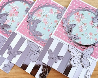 Carte de fête des mères papillon faite main (6 x 4 pouces)