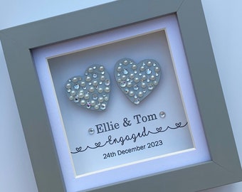 Personalized Engagement Gift Frame: Double Heart Design