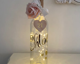 Personalised Light Up Bottle, 18th, 21st Birthday Gift, Personalised Birthday Bottle, 30th, 40th, 50th, 60th Birthday, Light Up Wine Bottle