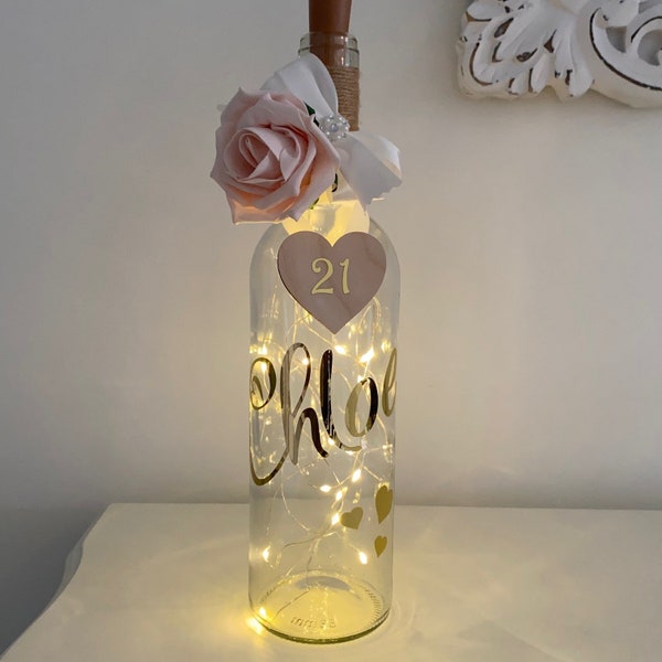 Personalised Light Up Bottle, 18th, 21st Birthday Gift, Personalised Birthday Bottle, 30th, 40th, 50th, 60th Birthday, Light Up Wine Bottle