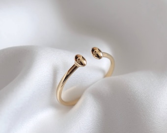 Open ring, Drop Ring, 14k yellow gold ring, Gold Minimal Ring, Stacking Ring, 14k Gold Ring, Jewelry, gift for her