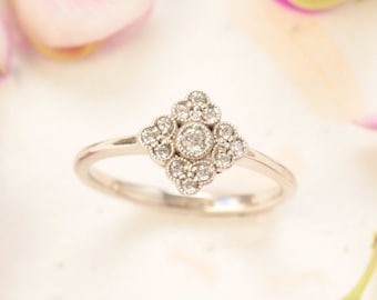 Antik Stil Diamant Verlobungsring, Art Deco Diamant Verlobungsring, filigraner Diamantring, einzigartiger Verlobungsring, zierlicher Diamantring