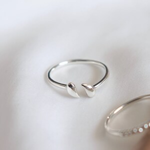 White Gold Open Ring, Gold Minimal Ring, 14k Gold Ring, White Gold Ring, Stacking Ring, Teardrop ring,