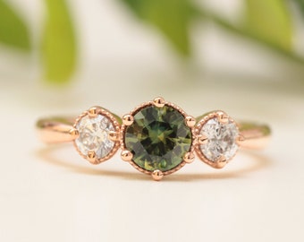 green sapphire engagement ring, australian sapphire engagement ring, alternative engagement ring, rose gold ring, green sapphire ring