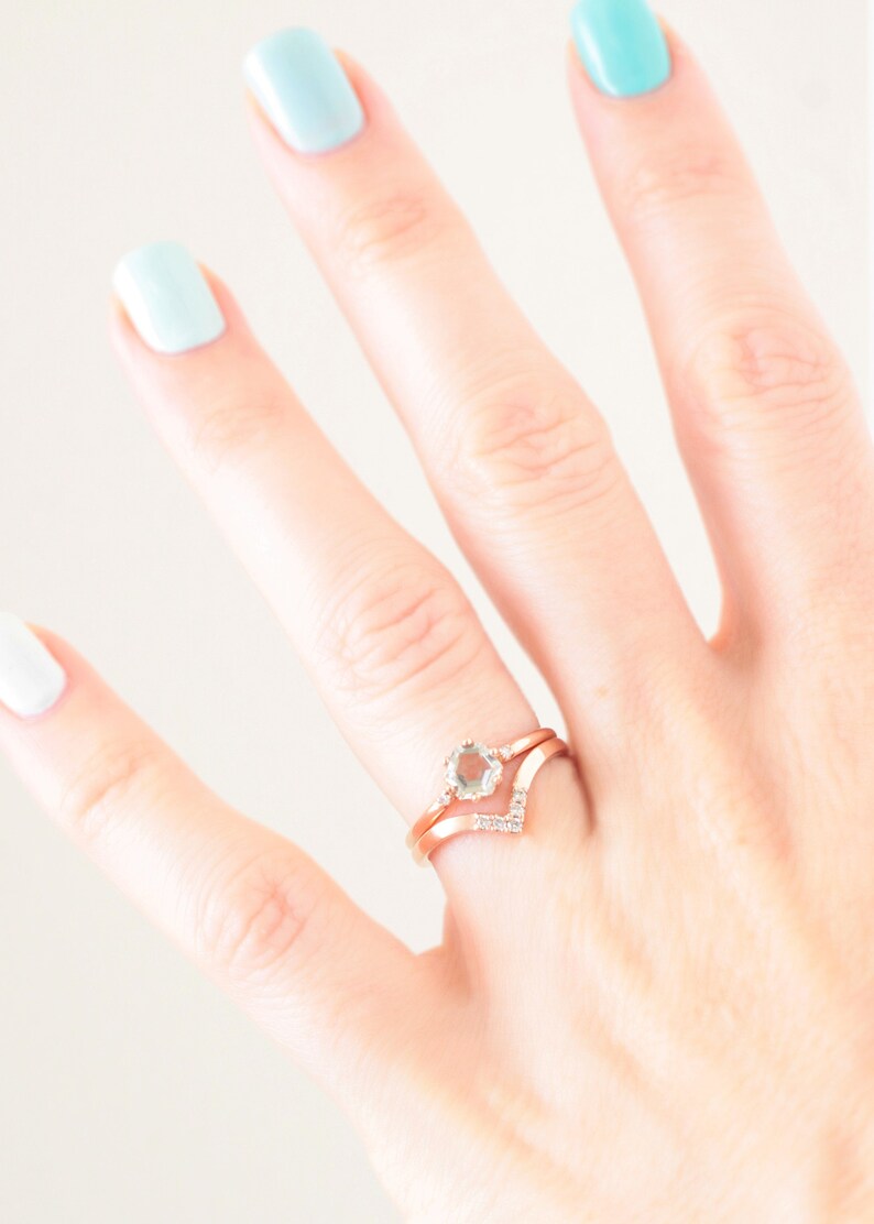 Green Amethyst Engagement Ring Alternative Engagement Ring Etsy