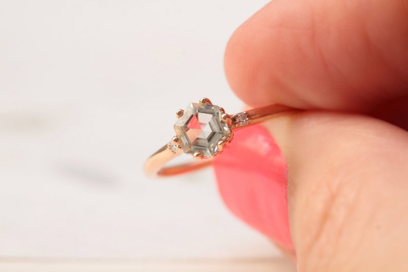 Green Amethyst Engagement Ring Alternative Engagement Ring Etsy