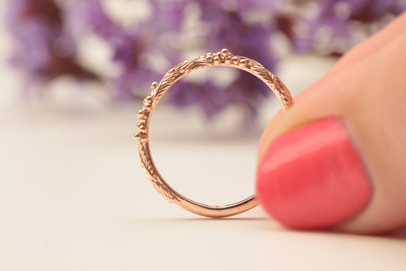 Wattle Ring 14k Rose Gold Leaf Wedding Ring Rose Gold Ring Etsy Australia